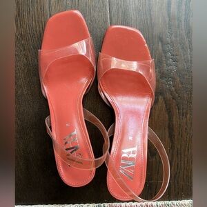 Zara clear strap along back sandals
